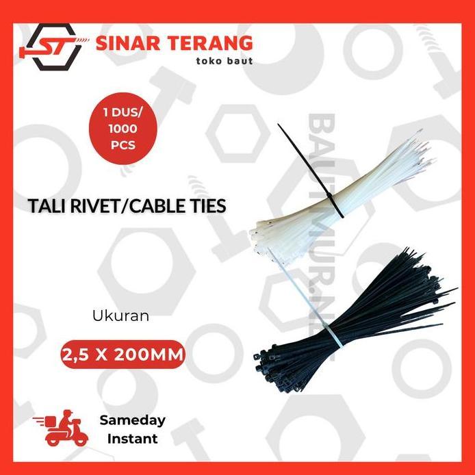 Ready Kabel Ties Tali Ripet 2,5x200mm Pengikat Kabel 20cm Putih|Tali Ripet