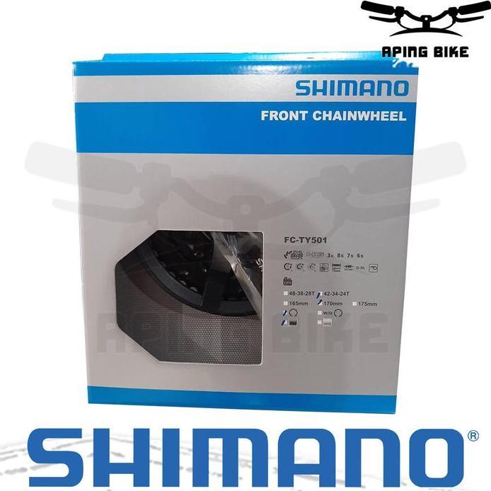 Crank SHIMANO Tourney FC-TY501 3 Speed W/ Cover Gir Tengah Sepeda MTB