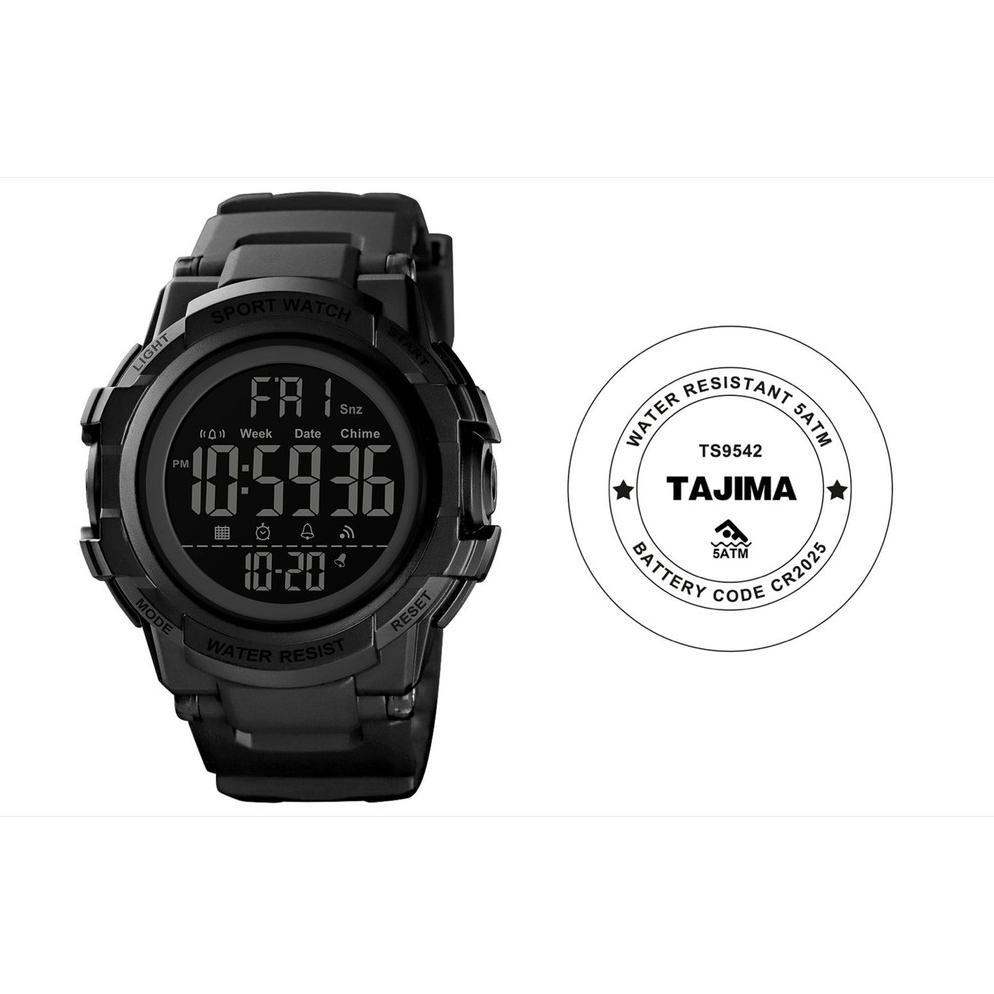 GARANSI Jam Tangan Digital Pria TAJIMA 9542 Rubber Strap Water Resist 5ATM Original
