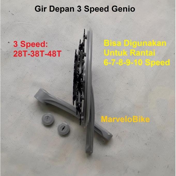 Ready Crank Gir Depan Sepeda MTB Federal Balap 3 Speed 28-38-48T Genio