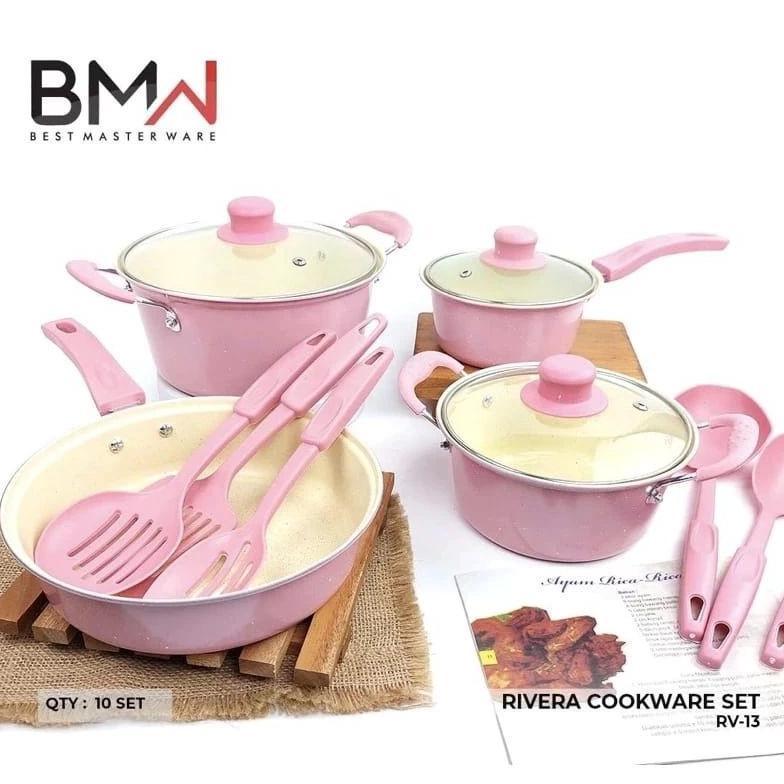 BEST SELLER PANCI SET RIVERA / COOKWARE SET 13 PCS / PANCI TEFLON DAN SPATULAT SET RIVERA MURMER