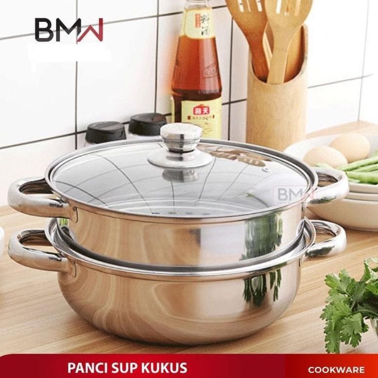 DISKON PANCI KUKUS 2 SUSUN BMW KITCHENWARE PANCI SET STEAMER STAINLESS KUKUS IKAN SIOMAY BAKPAO PANC