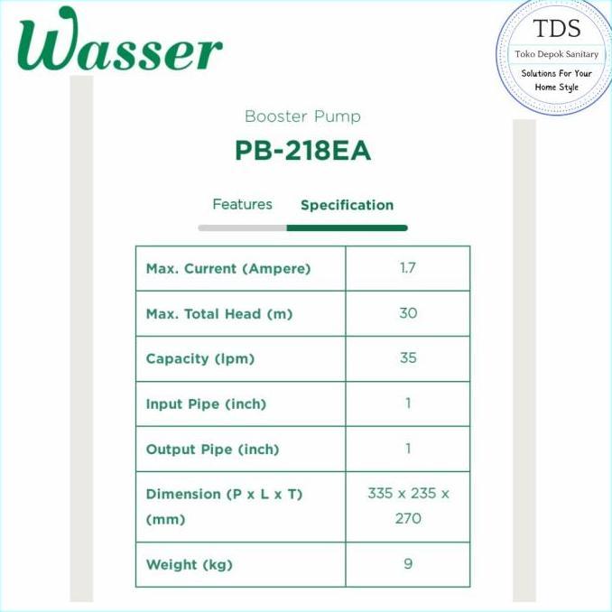POMPA DORONG BOOSTER WASSER PB218EA PB 218 EA / BOOSTER WASSER