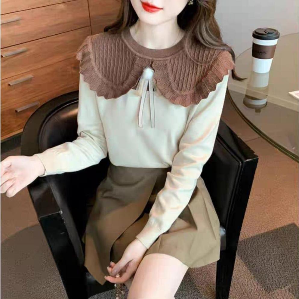 TM K2372 Atasan DARIANA Big Collar Rajut Import