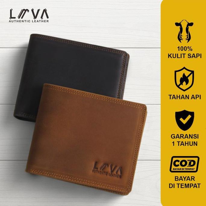 Gabrim- Dompet Kulit Pria Dompet Kartu Lipat Lava Aska Wallet Kulit Sapi Crazy Horse