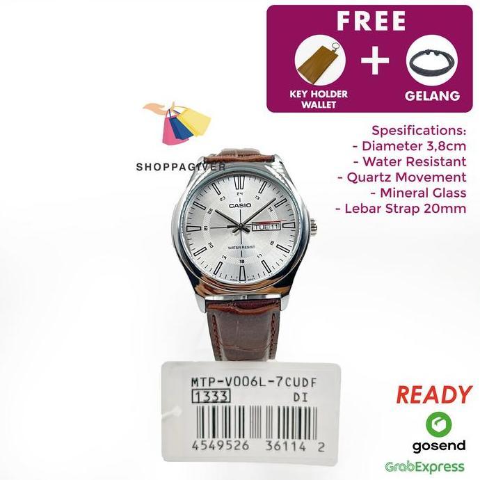 JAM TANGAN PRIA CASIO ANALOG MTP-V006L-7C / MTP-V006L-7CUDF ORIGINAL