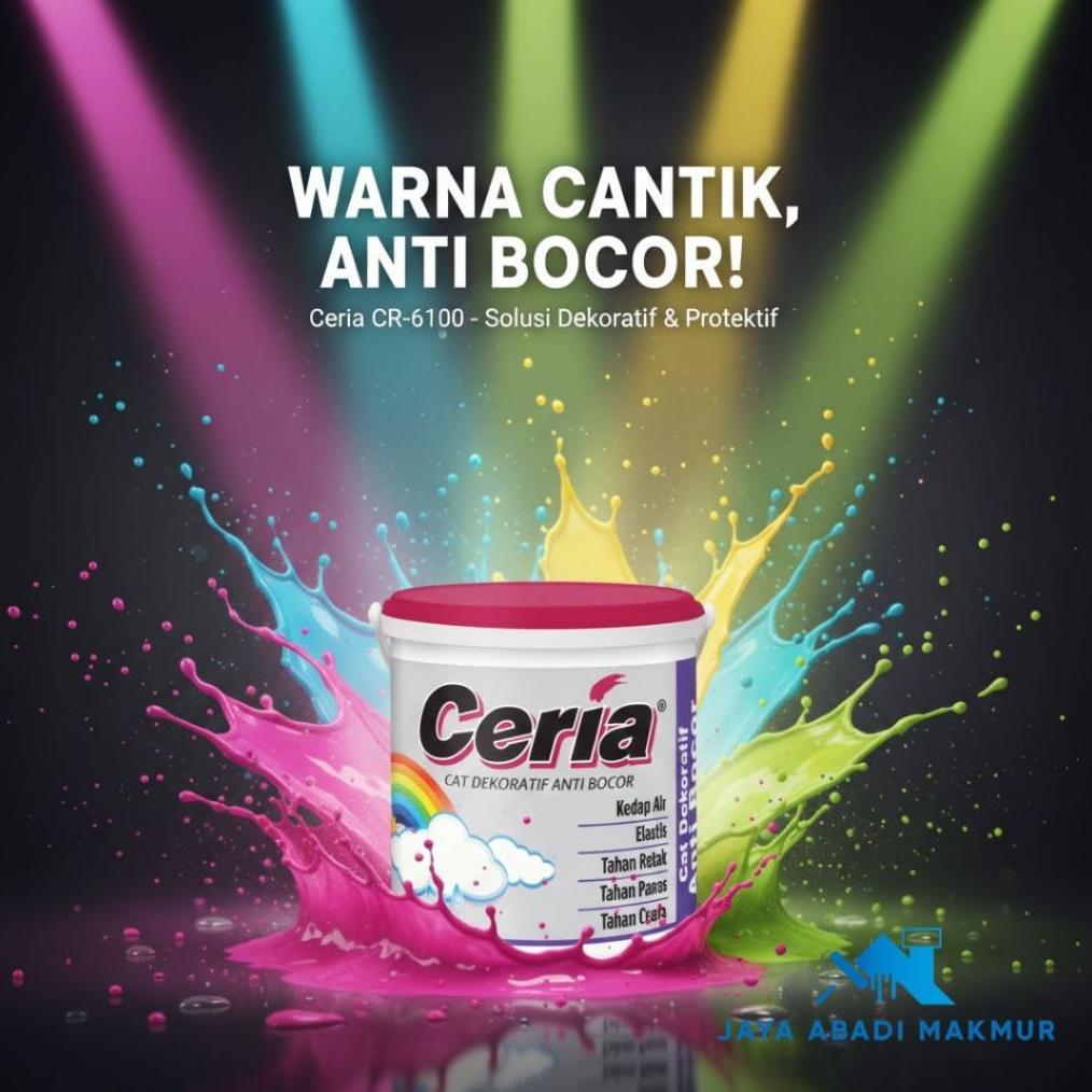 READY CERIA CR-6000 4 kg Cat Tembok Eksterior Anti Bocor Waterproof Elastis 300% - Cat Dinding Luar 
