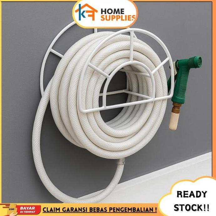 rizkashop99 - kfgantungan selang taman dinding besi rak gulung selang air taman outdoor serbaguna
