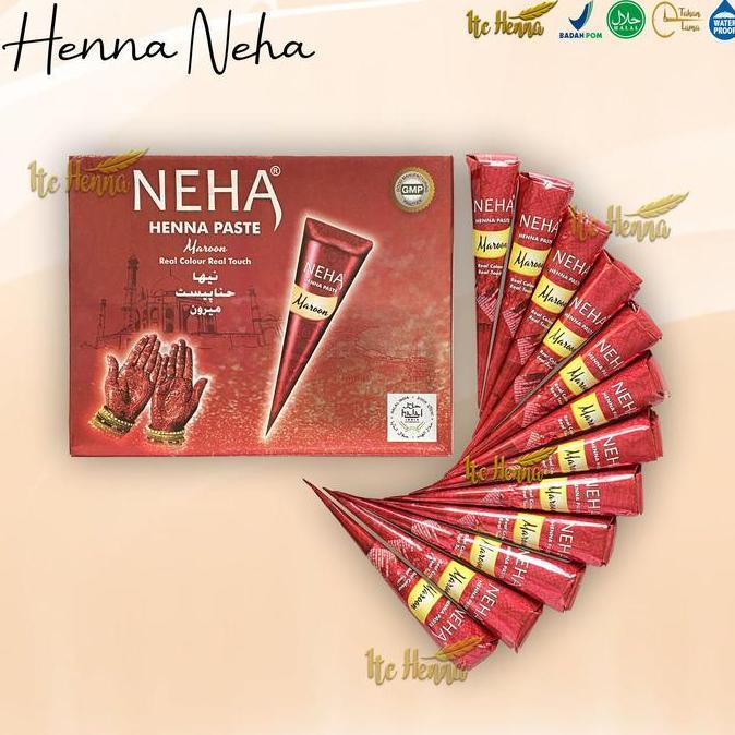 Neha Instan Henna Cone (1 Box isi 12pcs) Warna Maroon