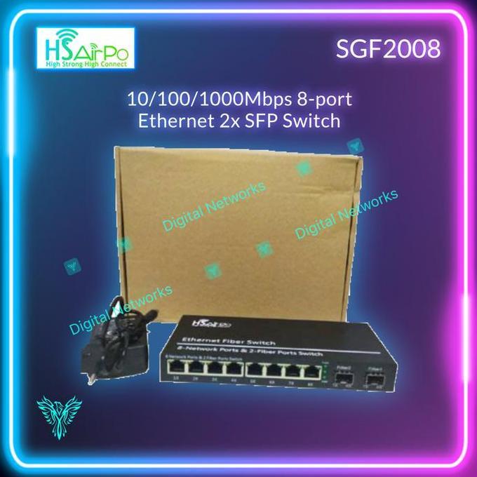 BEBAS ONGKIR - HSAIRPO SGF2008 Switch 8Port Gigabit with 2SFP HS airPo SGF2008 SG2008