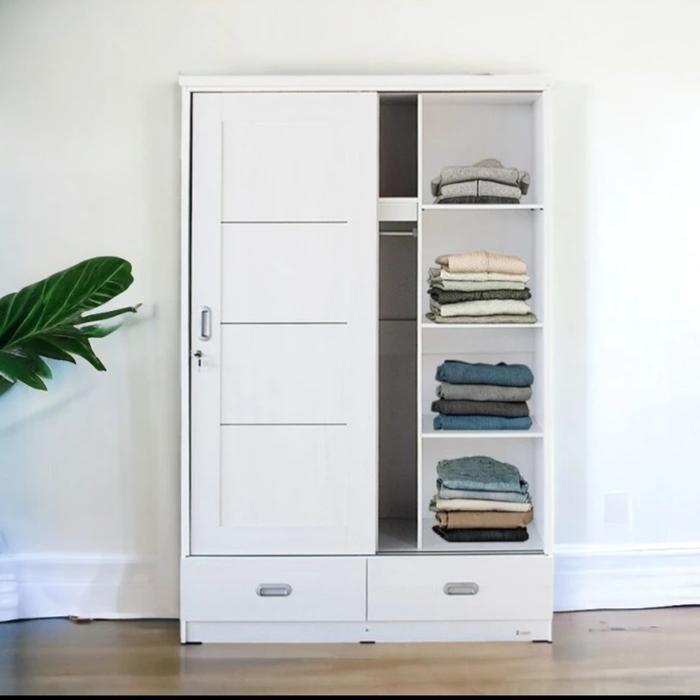 Lemari baju sliding 120 lemari baju putih pintu geser laci