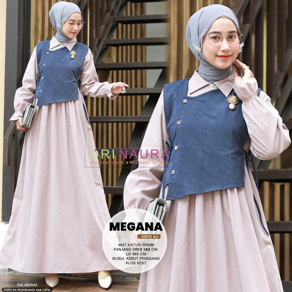 TRENDING SEKARANG Gamis 2in1 Inner Dress dan Cardi/Vest || Megana #2 Dres || Megana Dres || Amilia  