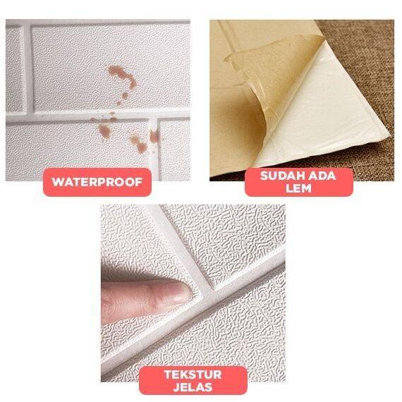 WHESTLI (PAKET 10 LEMBAR) WALLPAPER STIKER 3D 77 x 70 CM BATA HALUS TEKSTUR KULIT JERUK HIASAN DEKOR