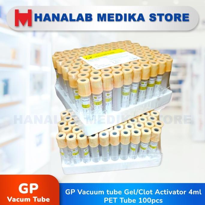 TERBARU - GP Vacuum tube Gel/Clot Activator 4ml PET Tube 100pcs