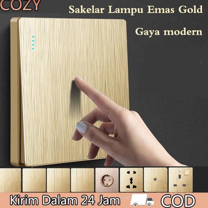 ZHOUCOZI COZY Saklar Lampu Infinity Emas Gold /Stop Kontak/Sakelar / Cetekan Saklar Rumah Gabungan s