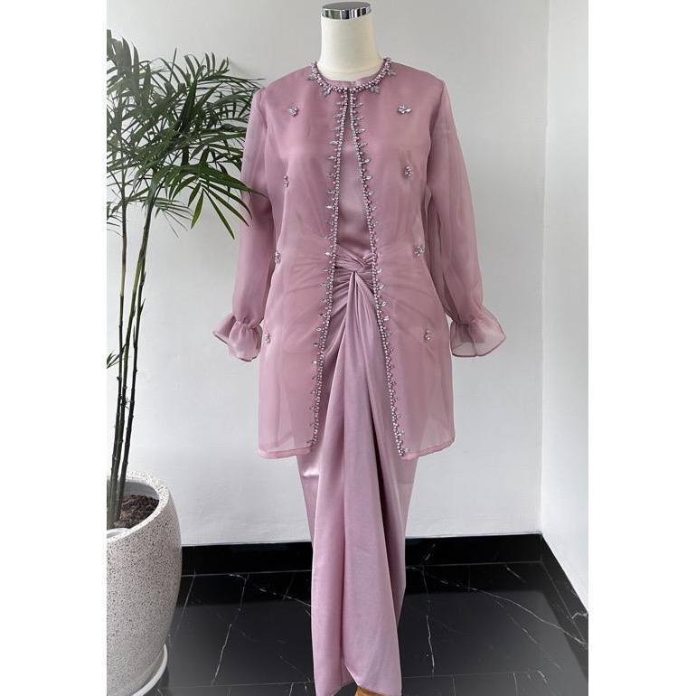 TERLARIS ONE SET JEMMA ORGANZA TERMURAH READY JUMBO SETELAN KONDANGAN WANITA KEKINIAN GAUN PESTA REM