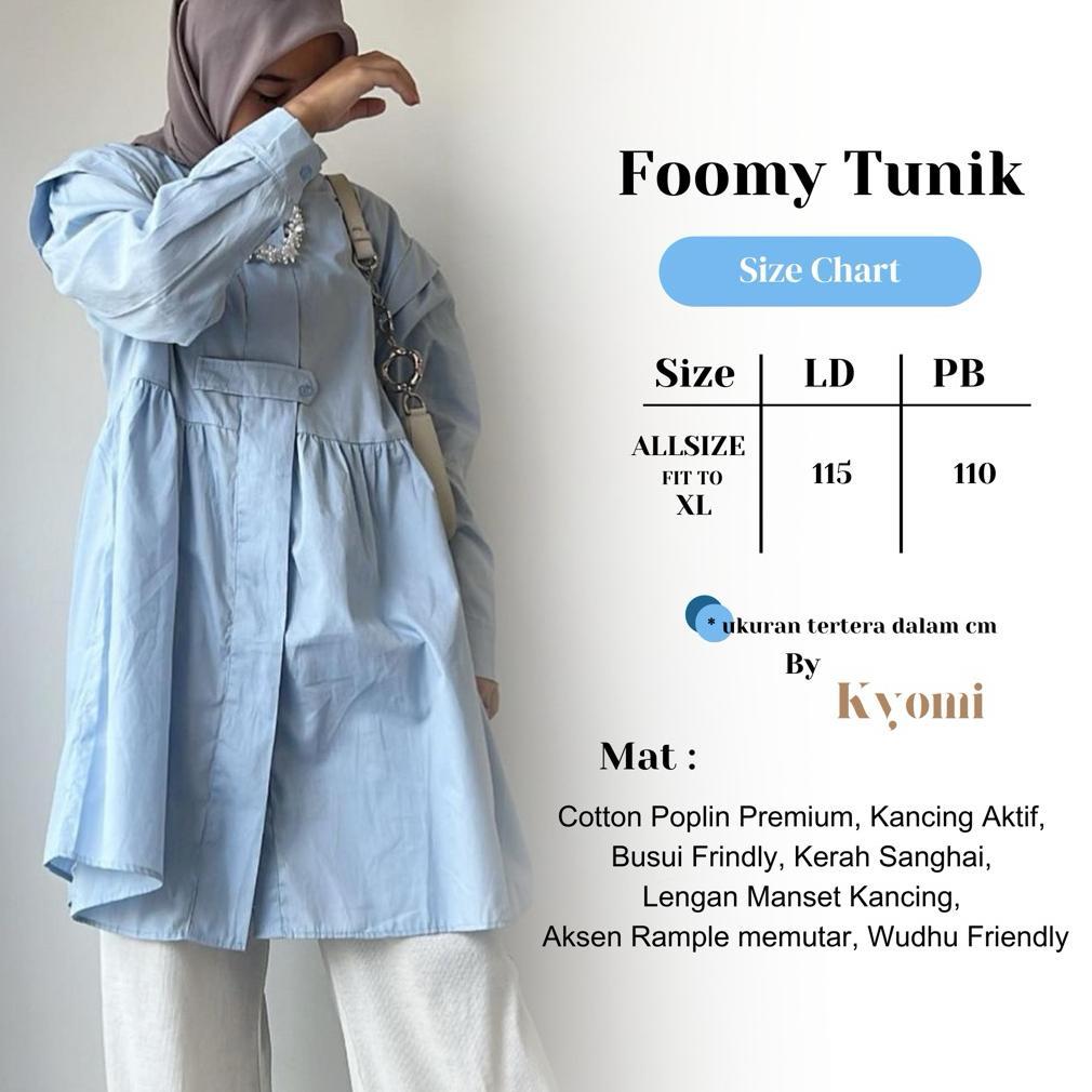 HOT ITEM Foomy Tunik Bahan Katun Poplin Premium By Kyomi-Tunik katun Polos Terbaru 2025-Tunik Wanita