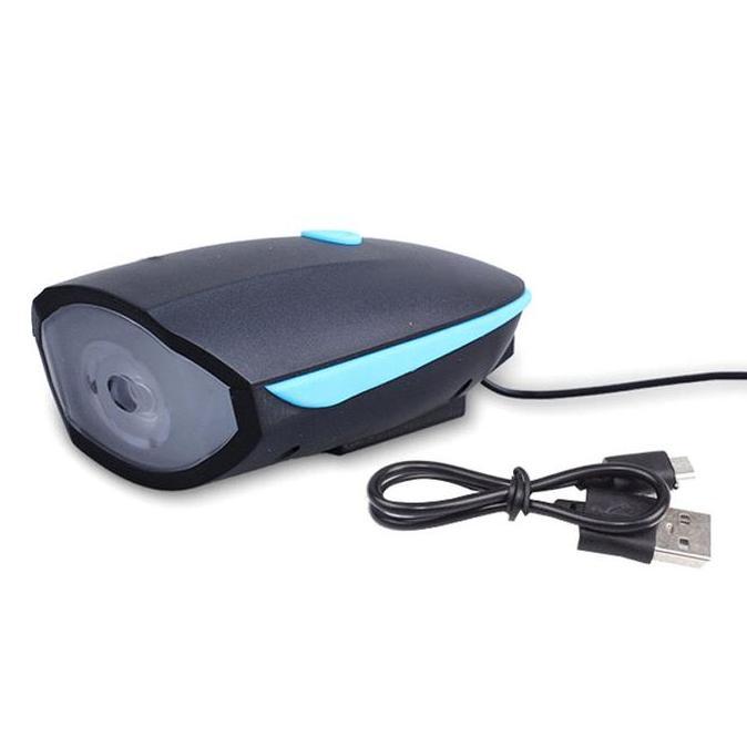 Promo Lampu Depan Sepeda Bisa Di Cas Led +Klakson / Lampu Sepedah Cod