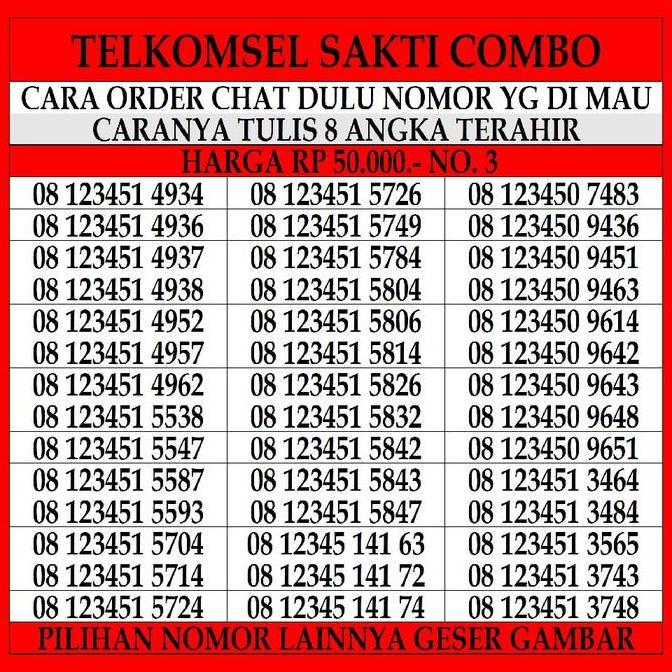 Nomor Cantik Telkomsel Sakti Combo 50 Simpati Nomer Loop Kartu As