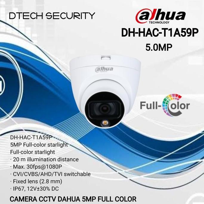 BEBAS ONGKIR - CAMERA CCTV FULL COLOR 5MP DAHUA HAC-T1A59/CAMERA DAHUA 5MP FULL COLOR