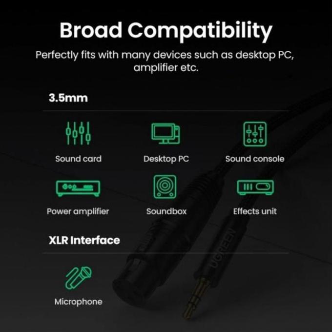 Ugreen XLR Microphone to Aux 3.5mm - Ugreen Jack 3.5 mm Male to XLR