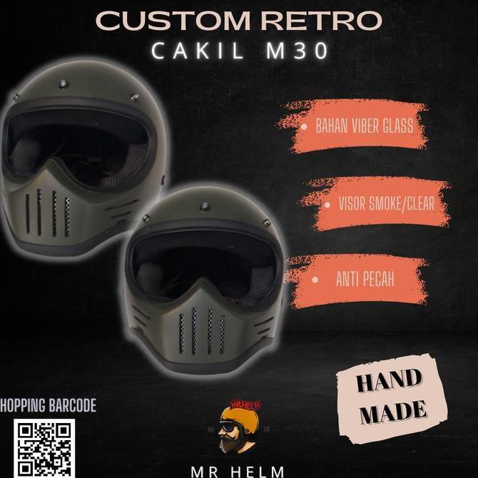 TERBARU - HELM CUSTOM CAKIL M30 ( MR HELM ) / HELM CLASSIC / HELM RETRO