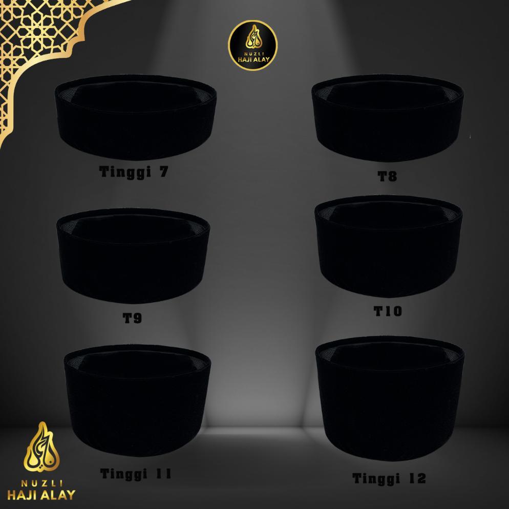Sale Peci Songkok HAJI ALAY DELUXE AC, Non AC Tinggi 7 8 9 10 Cm Original Hitam Polos Pria Ukuran De