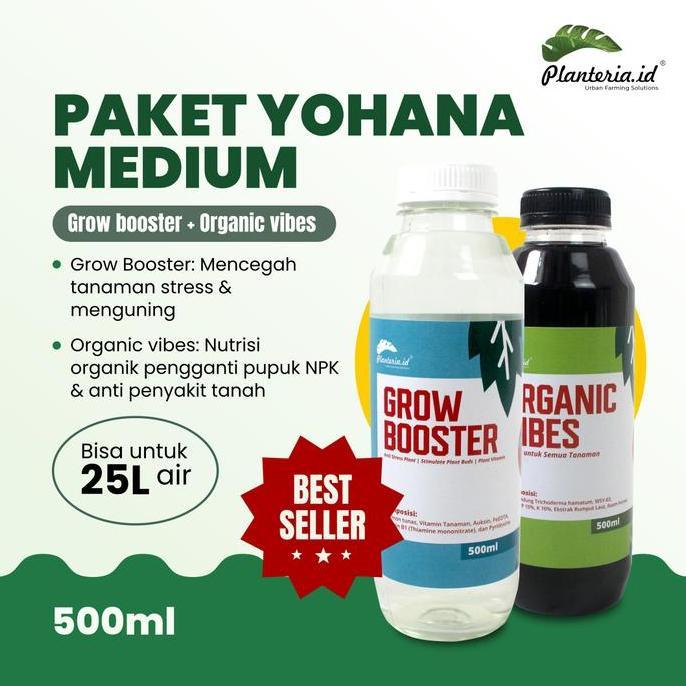 Abcd- Paket Yohanna Organic Vibes 500Ml+ Grow Booster 500Ml Tanaman Daun Npk  Pupuk  Jamur Sprayer