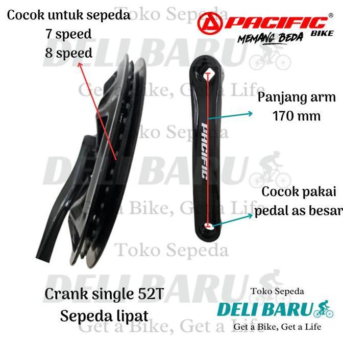 Promo Pacific Crank Single Chainring 52T Sepeda Lipat Cod