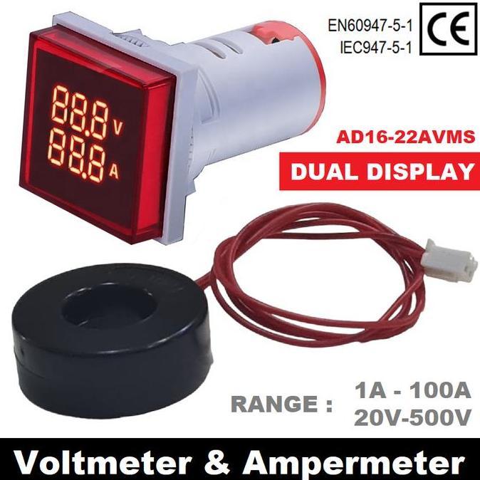 Mjerni- Dual Volt Amper Am Meter Panel Listrik Pilot Lamp Digital Voltmeter Ac