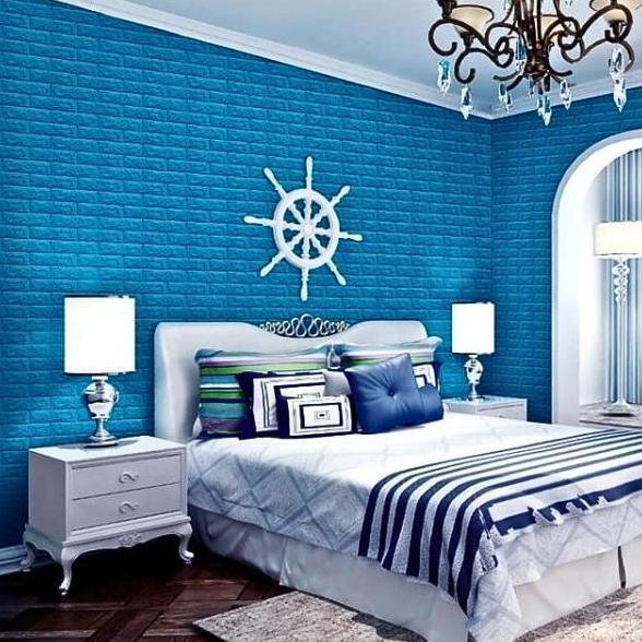 Paket 10 Lembar Donmi Wallpaper 3D Motif Bata Kulit Jeruk 70Cm X 77Cm Stiker Dinding Dekorasi Rumah 