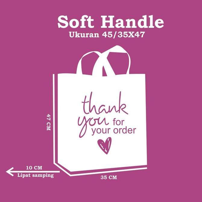 Picnpic- Kantong Plastik Soft Handle 45/35X47 Bahan Pe Motif Thank You Lipatan Samping | Kantong Pla