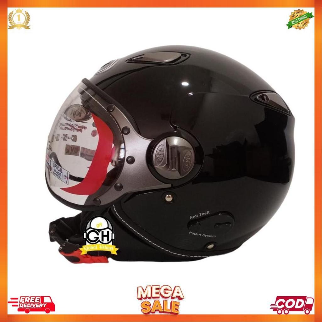 Helm Kyt Elsico Solid Black Gloss Half Face Kyt Helm Half Face Kyt Elsico Hitam Metalik [H2]