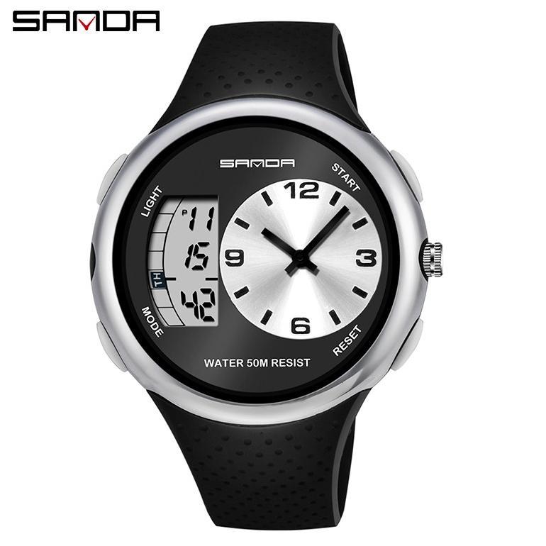 ORIGINAL SANDA 763 JAM TANGAN PRIA DIGITAL ANALOG TALI RUBBER CHRONOGRAPH ANTI AIR