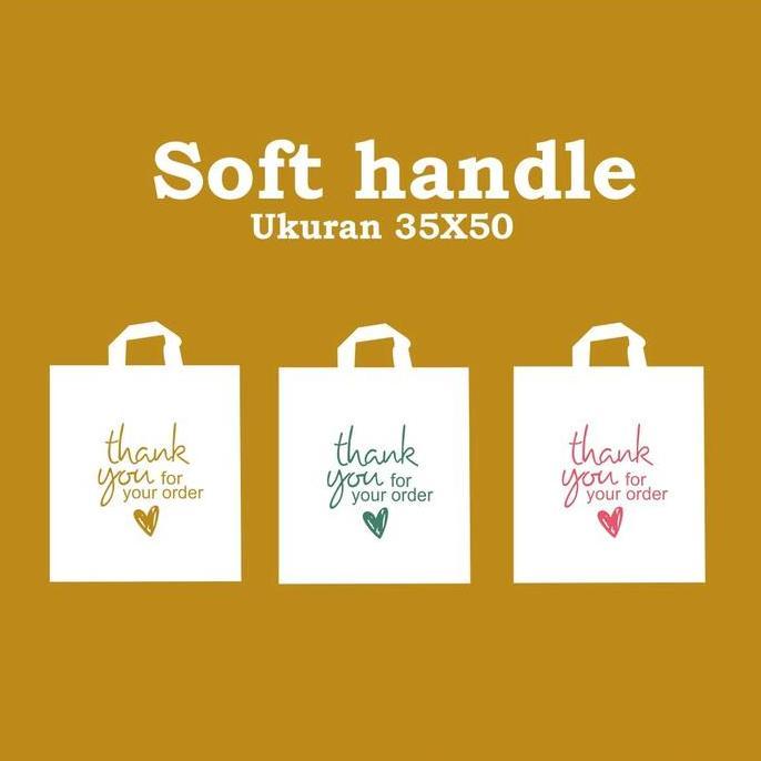 Picnpic- Kantong Plastik Soft Handle 35X50 Bahan Pe Motif Thank You Lipatan Samping | Kantong Plasti