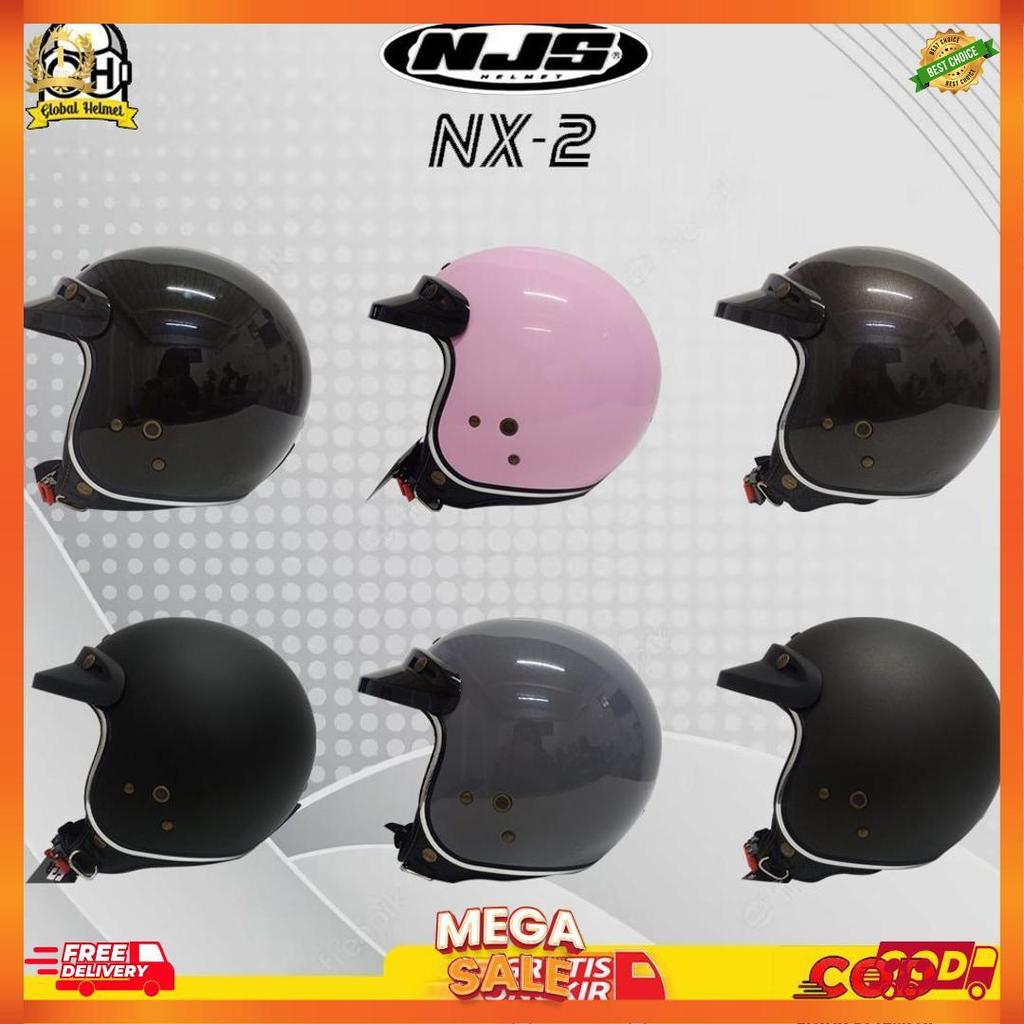 Helm Bogo Retro Njs Nr-80S Solid Original Premium Free Pet Njs (Topi Helm Bogo) Standart Sni Retro B