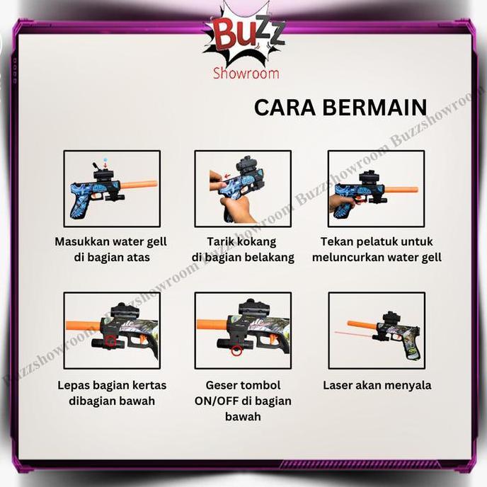 Tembakan Anak Handgun Watergel Mainan Glock Water Gel Laser Infrared