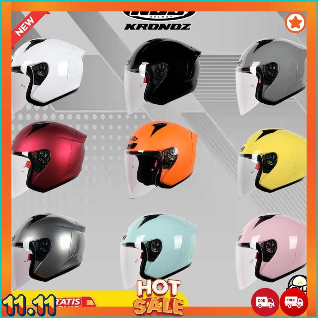Helm Njs Kronoz Solid Half Face Helmet Original [H2]