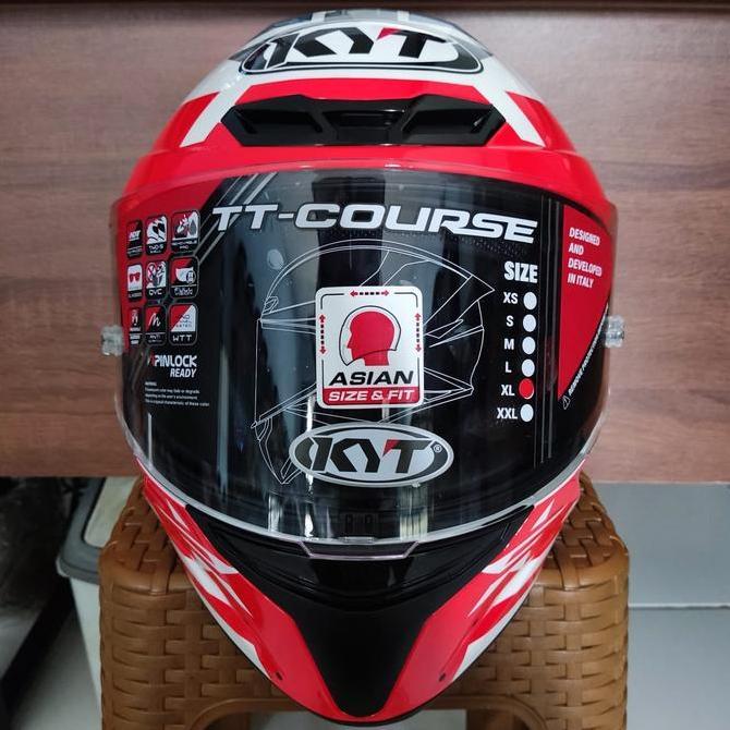 HELM KYT TT COURSE FUSELAGE RED FULL FACE KYT TT COURSE Kacamata