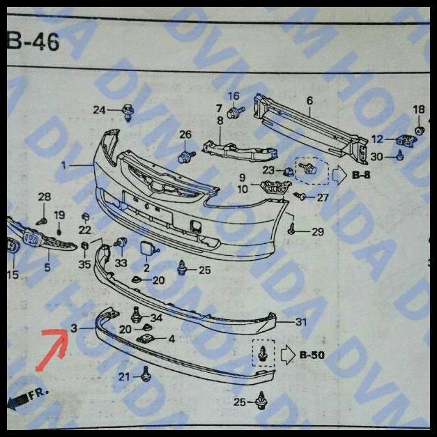 DISKON KARET SPOILER BUMPER DEPAN ORIGINAL JAZZ IDSI 2004 - 2005 GD 