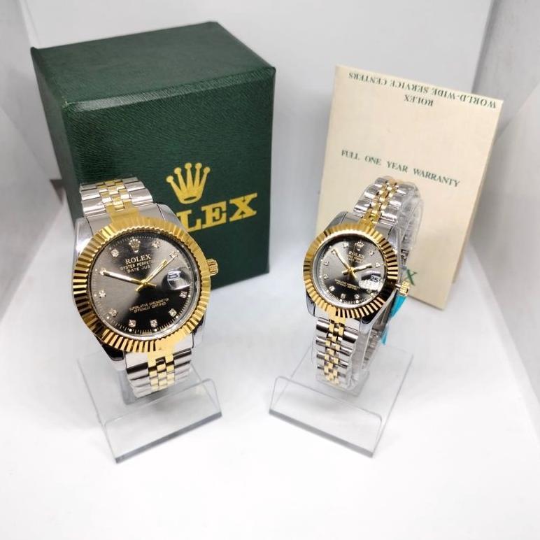 ORIGINAL JAM TANGAN COUPLE ROLEX WANITA & PRIA RANTAI FASHION TERBARU TANGGAL AKTIF FREE BOX & BATER
