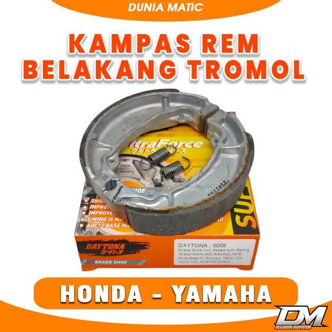 Kampas Rem Belakang Tromol Daytona Beat, Scoopy, Vario 125/150, PCX 150 (CBU), Karisma, Supra X 125,