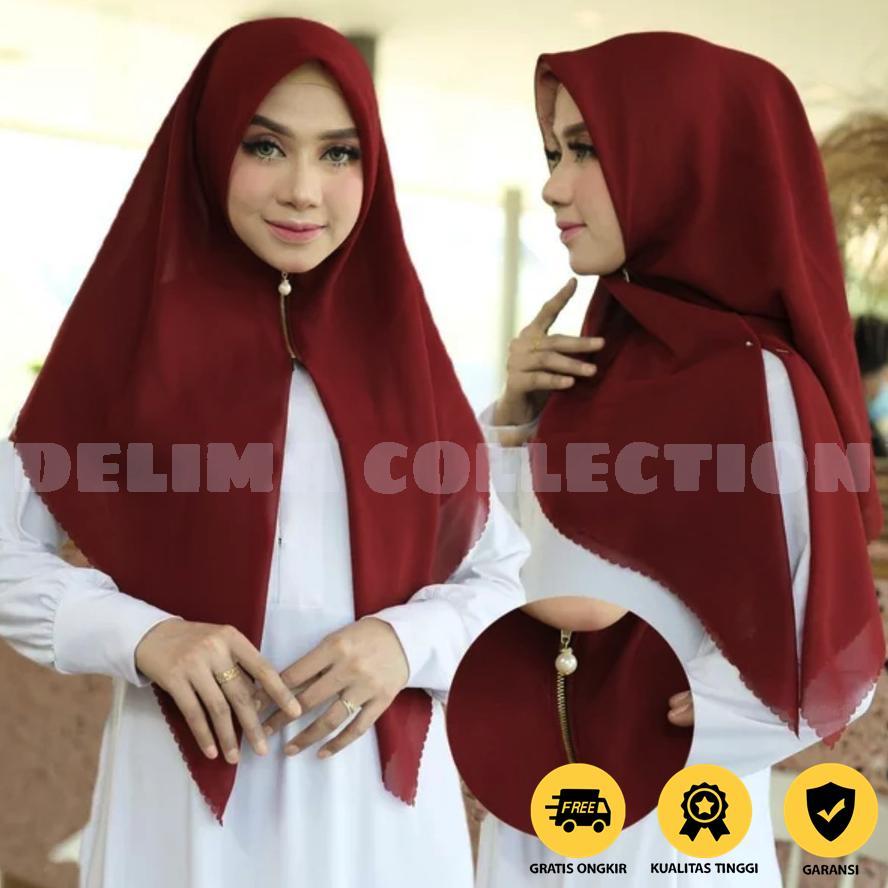 Hijab Wanita - Jilbab Instan Segiempat Zipper Polos / Hijab Resleting Termurah