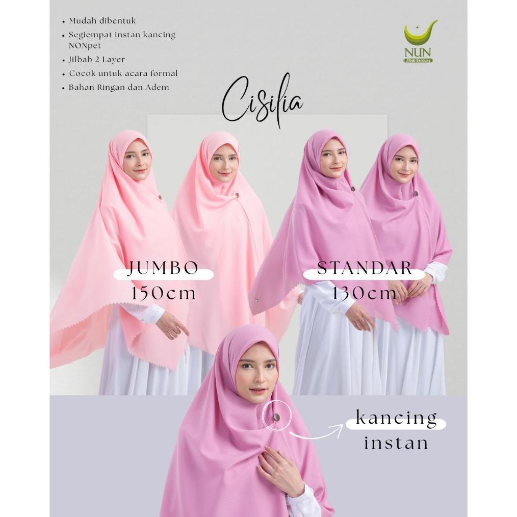 Termurah Jilbab Cisilia NUN JILBAB / Segiempat instan kancing non pet / segiempat instan 130