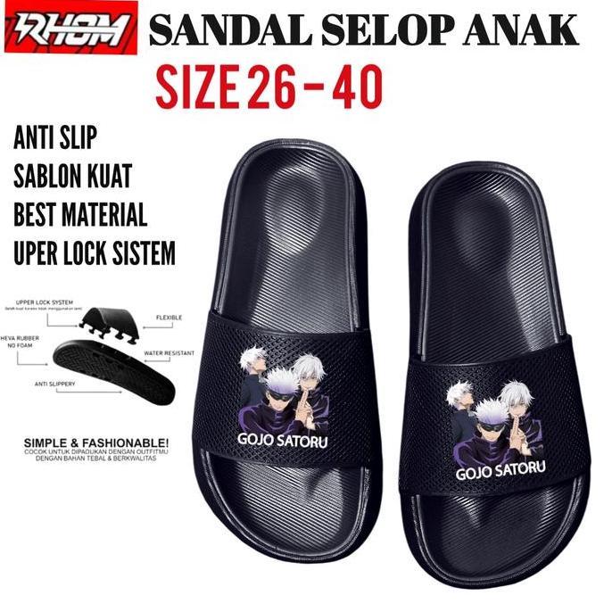 Sandal Selop Anak Satoru Gojo Ukuran 26 Sampai 40 Laki-Laki & Perempuan Anak Dan Dewasa / Sendal Sel