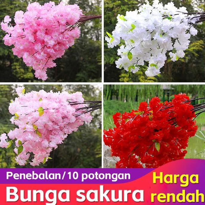 (60PCS) Cherry Blossoms Artificial Panjang 1 Meter / Bunga Hias Dekorasi Pernikahan / Sakura Tangkai