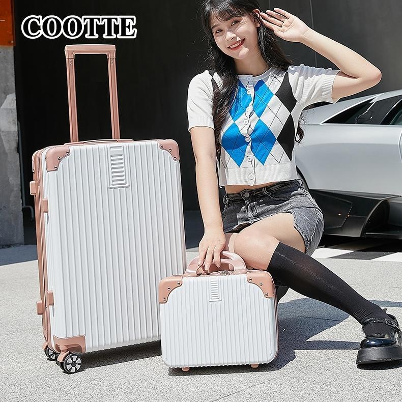 koper Modis Besar ABS+PC Kabin Bagasi 24inch 22" tas koper besar Roda 4 koper Mini Case14 Inch