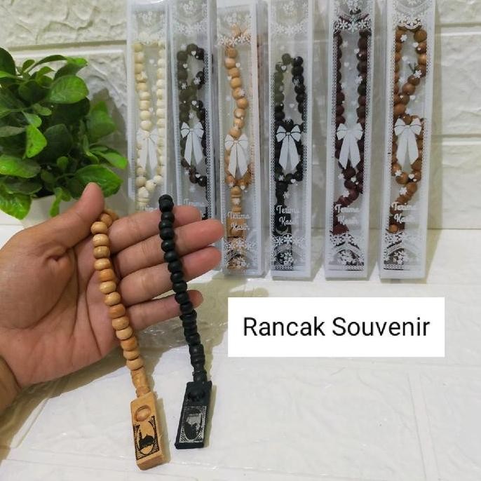Isi 100 Pcs Souvenir Tasbih Kayu Kemas Mika Motif Souvenir Pernikahan Khitanan Ulang Tahun Syukuran 