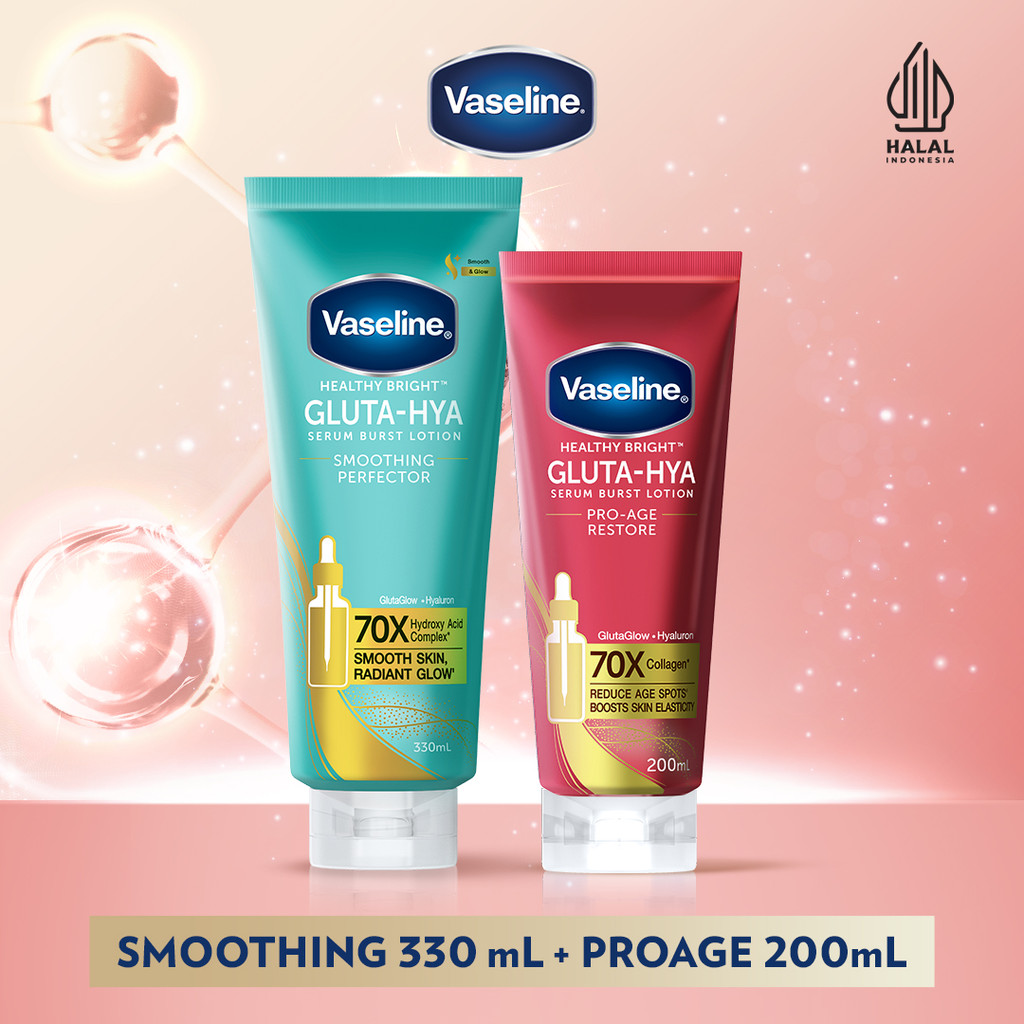 Vaseline Gluta Hya Proage 200ml + Vaseline Gluta Hya Smoothing 330ml