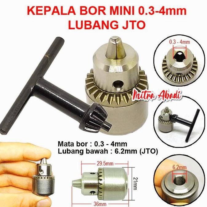 MAHITO- KEPALA BOR KECIL Lubang JTO 0.3 - 4 mm Mini Drill Chuck JTO Fit